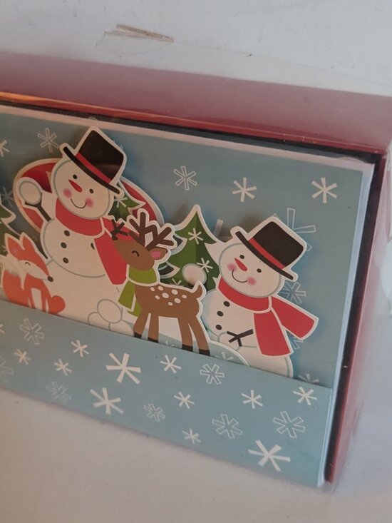 NWT 8 Pop-Up Snowman Winter Christmas Holiday Cards Paper Magic Group Open Box - Picture 6 of 11